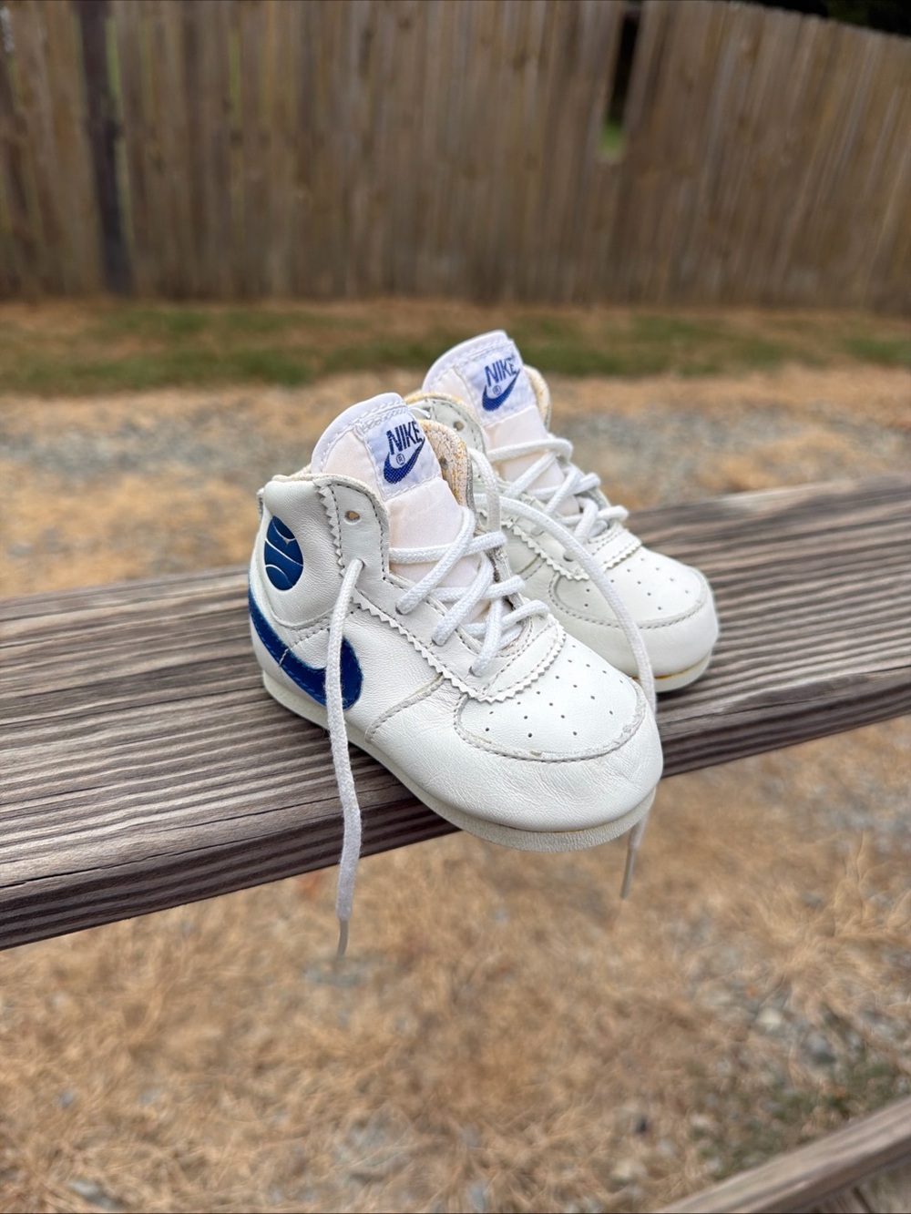 Vintage Nike High Top Sneakers Infant Size 3 Blue White Retro Collectible